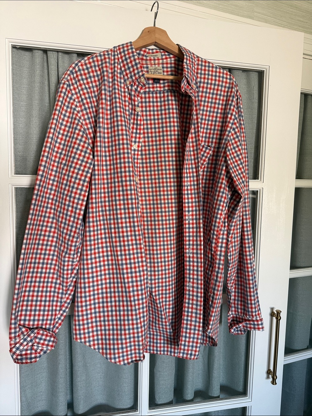 Classic J. Crew Red & Blue Gingham Button-Down Shirt